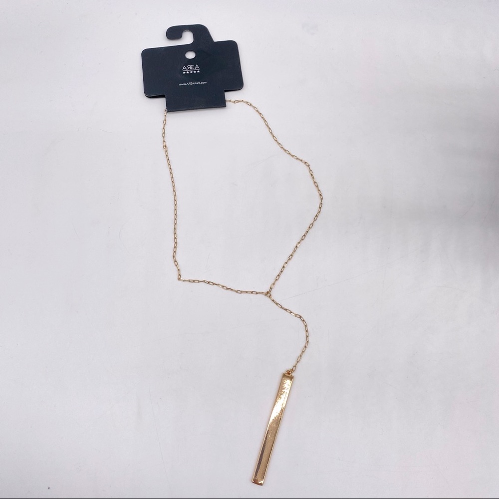 AREA Bloomingdales Gold tone chic dainty bar necklace NEW